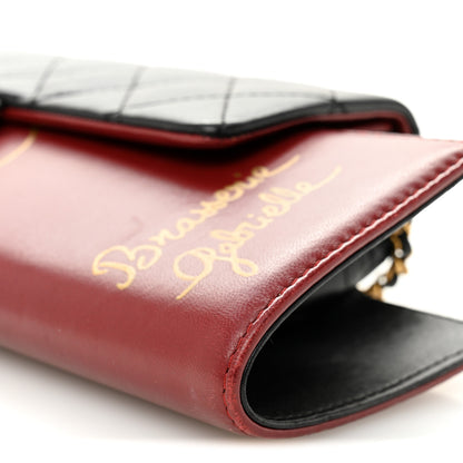 Chanel Calfskin Quilted Brasserie Gabrielle Menu CC Clutch Dark Red 10 of 13