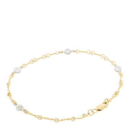 Roberto Coin 18K Yellow White Gold Diamond DogBone Chain Station Bracelet 2 of 4