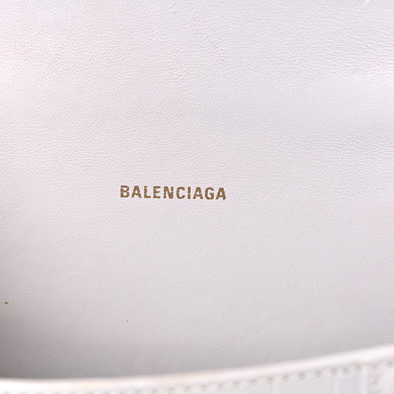 Balenciaga Shiny Calfskin Crocodile Embossed Hourglass Top Handle Bag XS White 6 of 16