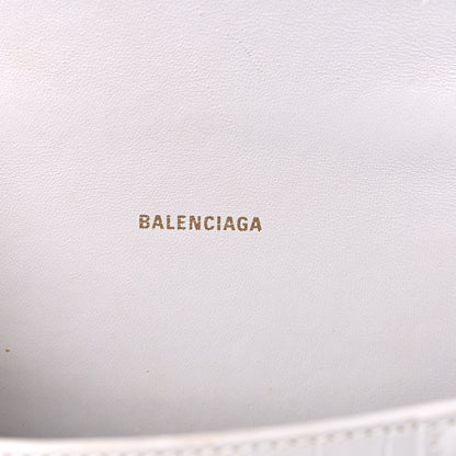 Balenciaga Shiny Calfskin Crocodile Embossed Hourglass Top Handle Bag XS White 6 of 16