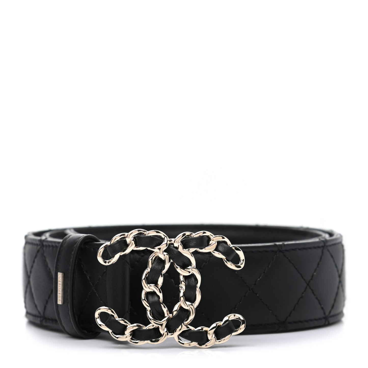 Lambskin Quilted CC Chain Belt 75 30 Black