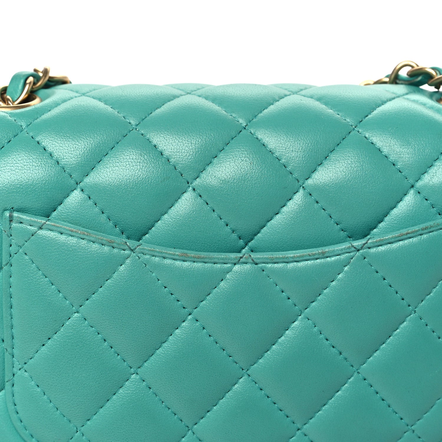 Chanel Lambskin Quilted Mini Rectangular Flap Turquoise 14 of 19