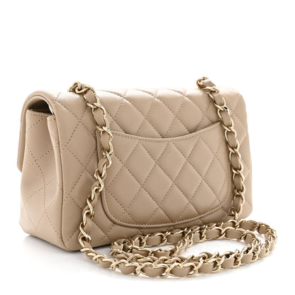 Chanel Lambskin Quilted Mini Rectangular Flap Beige 3 of 10