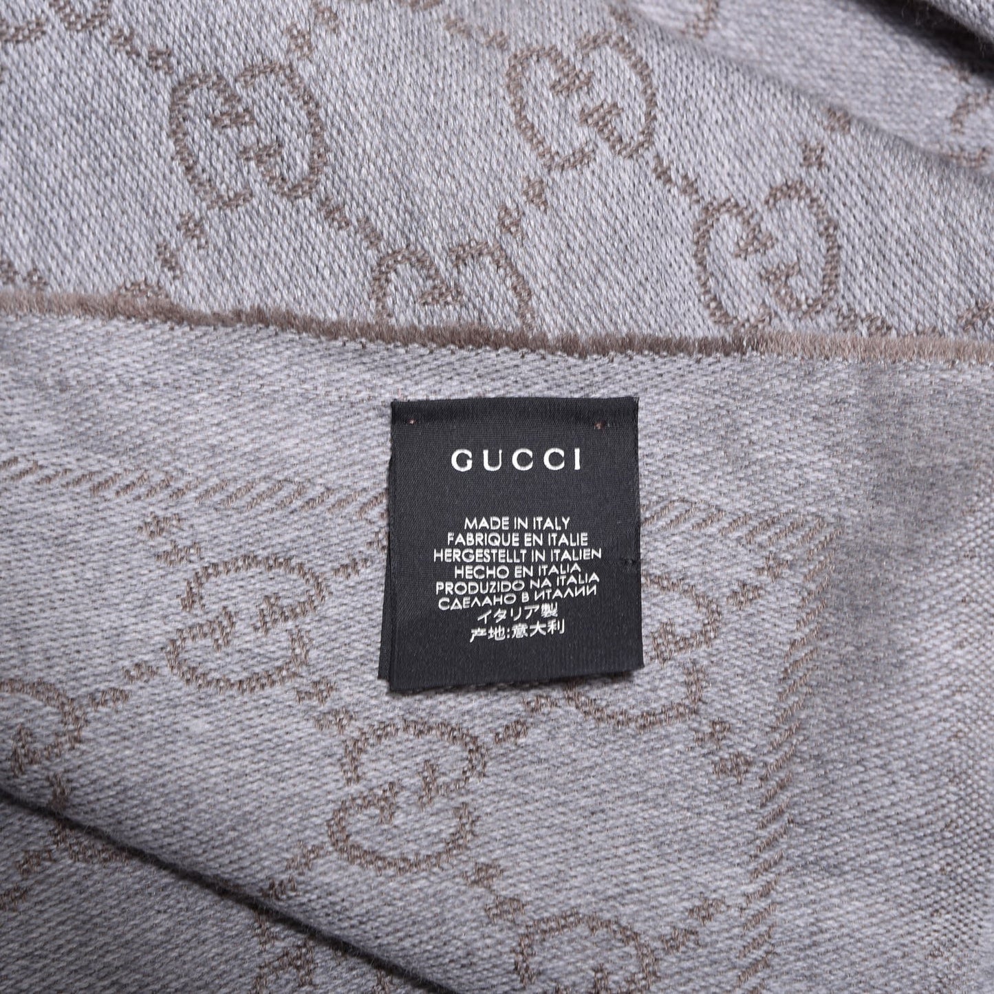 Wool Monogram Fringe Scarf Gray