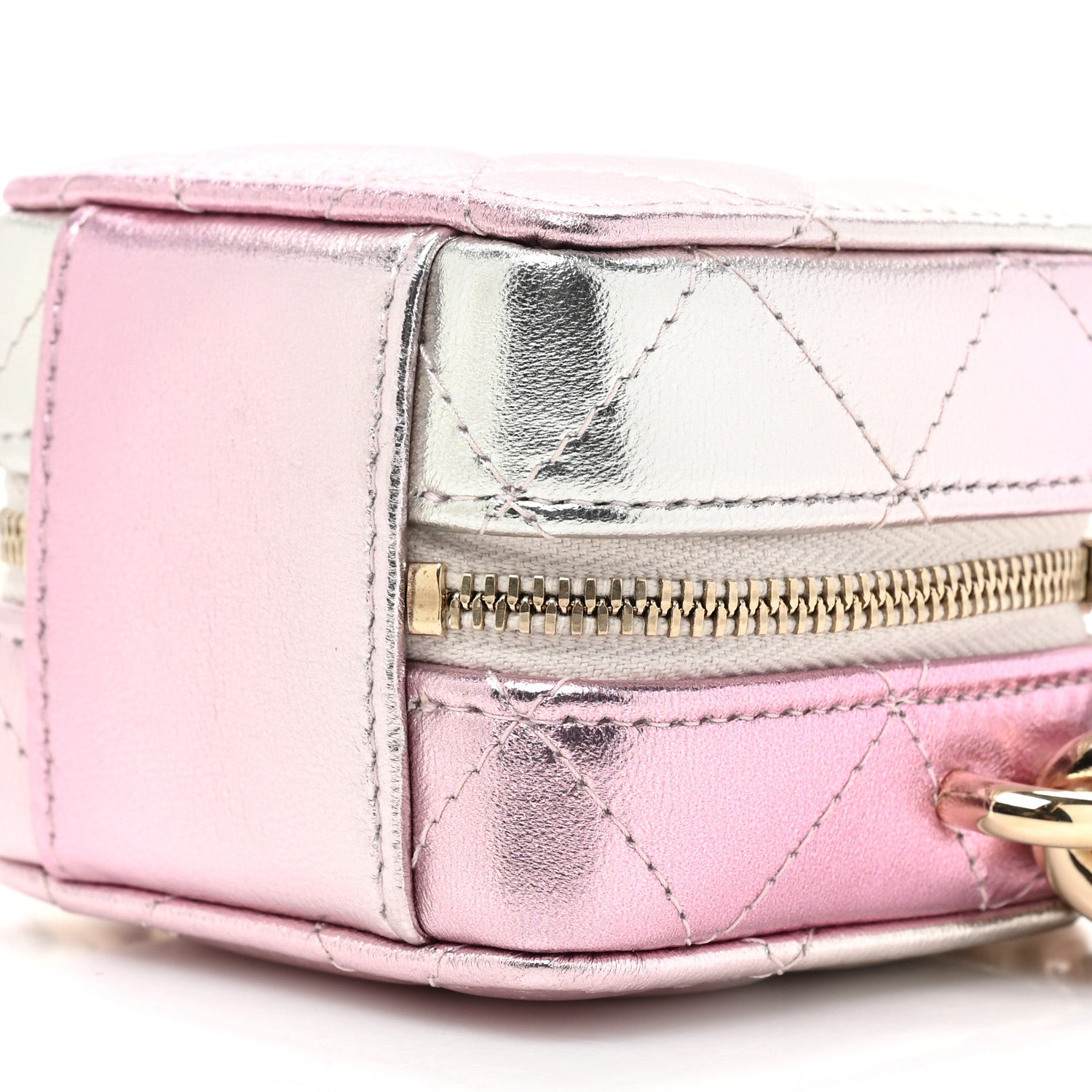 Chanel Gradient Metallic Lambskin Quilted Like A Wallet Clutch With Chain Gold Pink 8 of 9