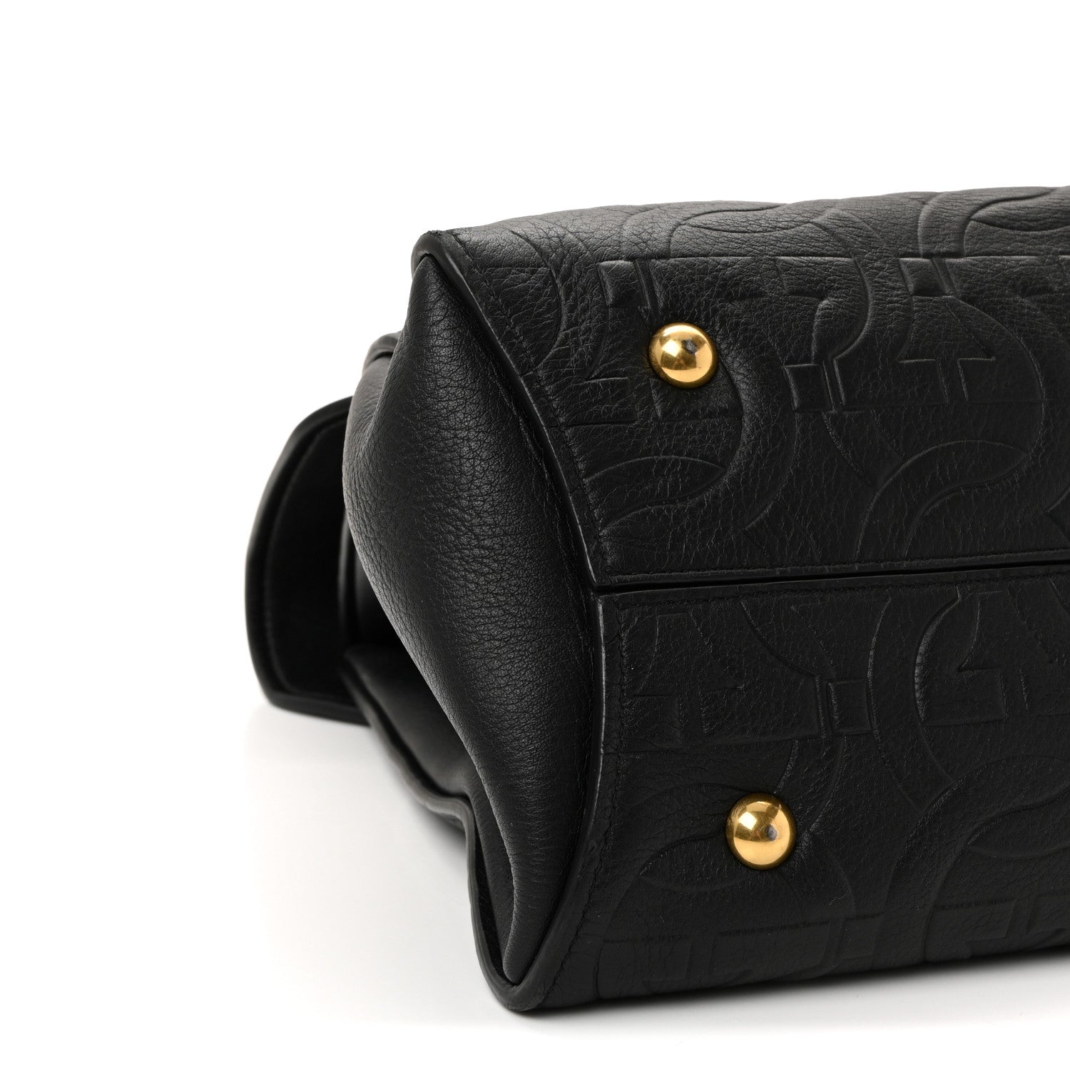 Salvatore Ferragamo Calfskin Embossed Medium Margot Top Handle Satchel Black 10 of 11