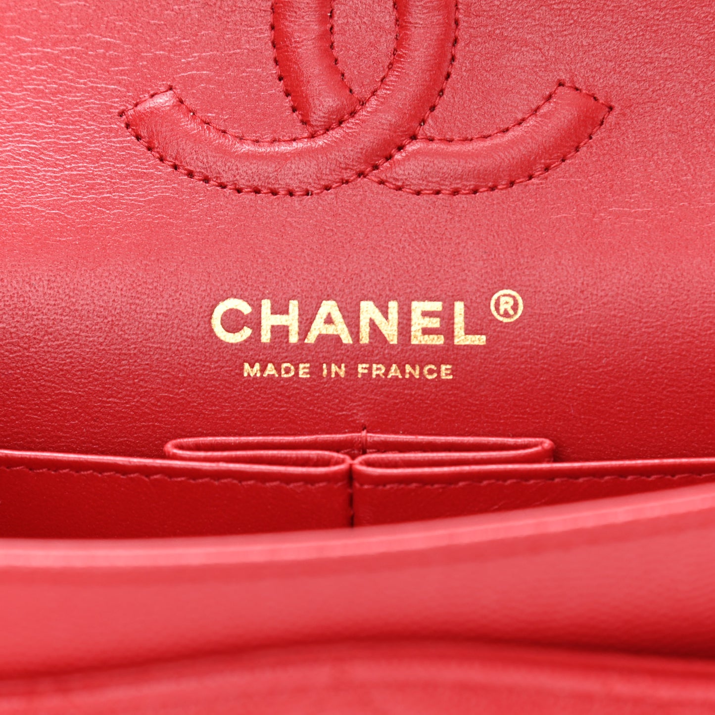 Caviar Quilted Small Double Flap Red