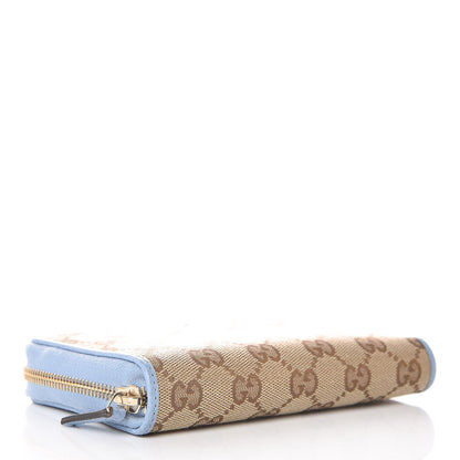 Gucci Monogram Dollar Calfskin Zip Around Compact Wallet Beige Ebony Mineral Blue 4 of 8