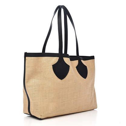 Burberry Raffia Logo Print Medium The Giant Reversible Tote Black 3 of 12