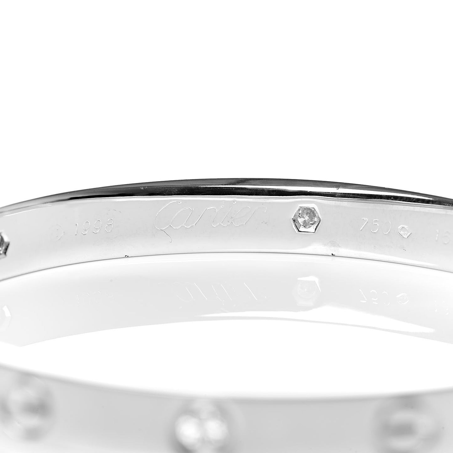 18K White Gold 6 Diamond LOVE Bracelet 16