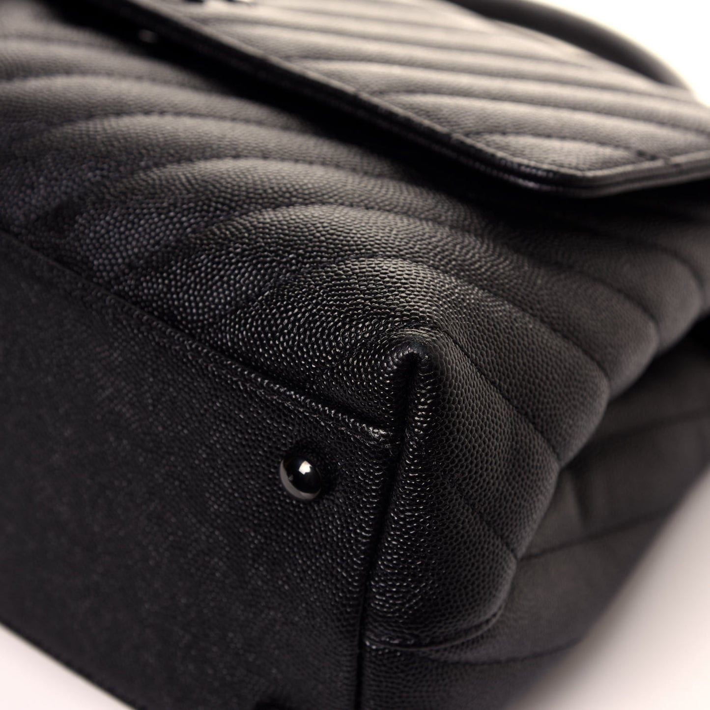 Caviar Chevron Quilted Small Coco Handle Flap So Black