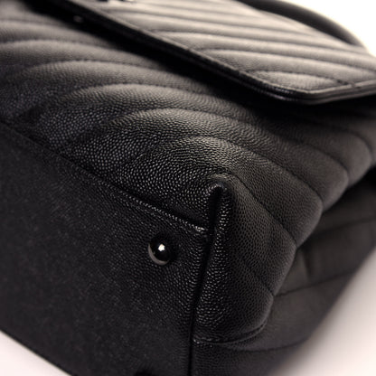 Chanel Caviar Chevron Quilted Small Coco Handle Flap So Black 10 of 13