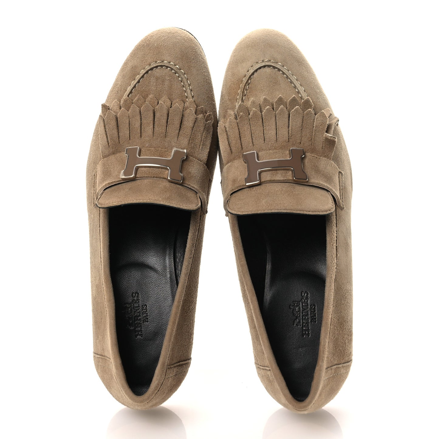 Suede Goatskin Womens Royal Loafers 37.5 Beige Sable