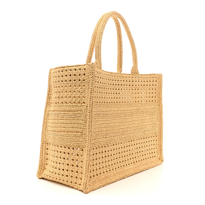 Christian Dior Raffia Medium Book Tote Natural 3 of 10