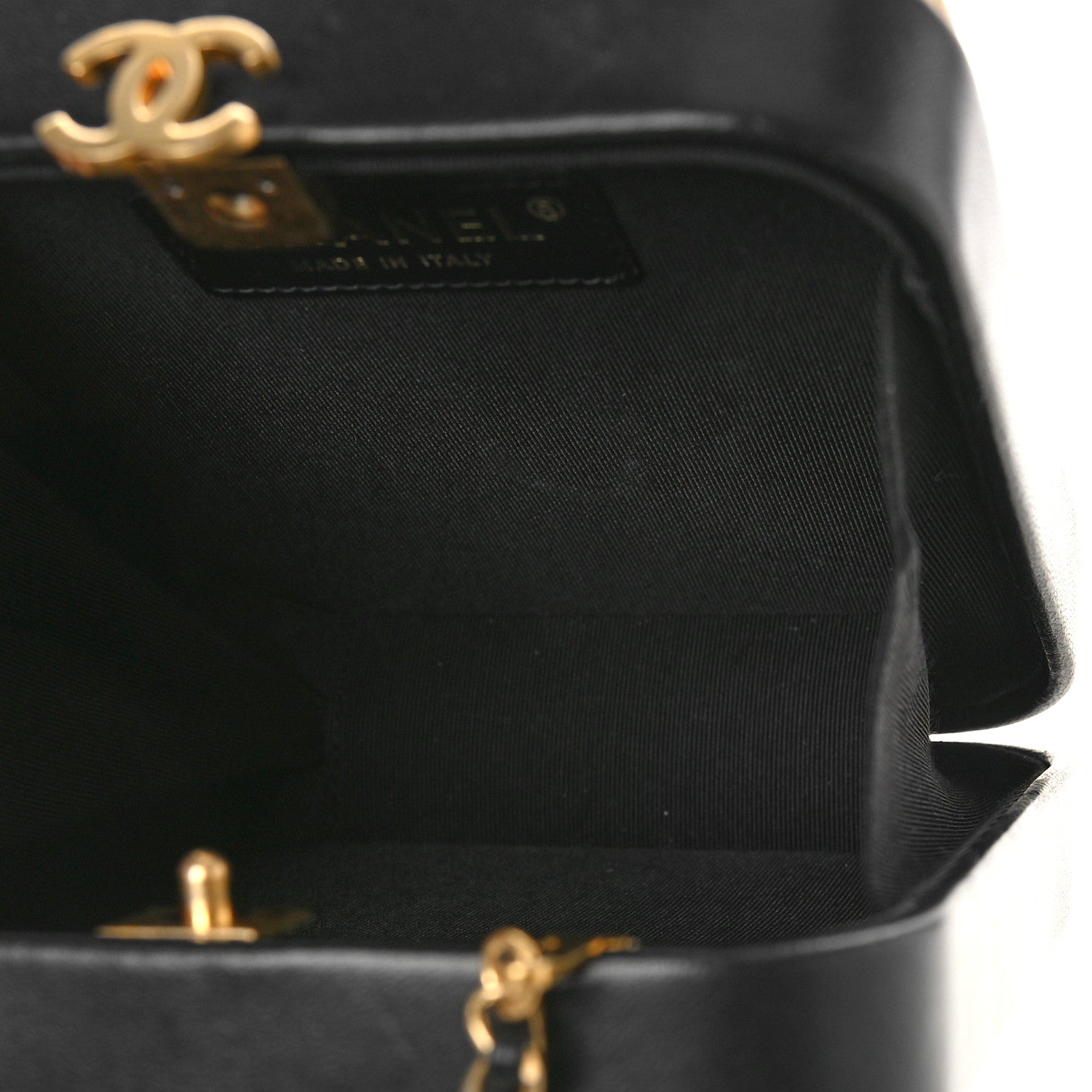 Chanel Lambskin Mini Evening Bag Black Gold 5 of 9