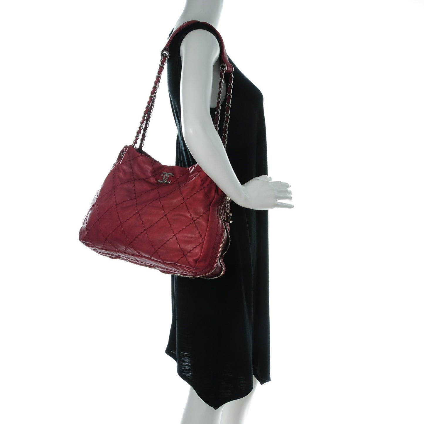Calfskin Expandable Tote Red