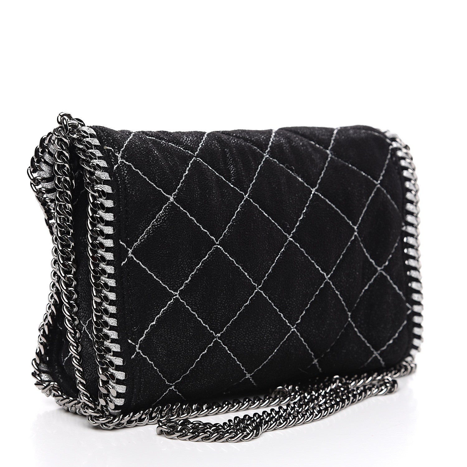 Stella McCartney Shaggy Deer Quilted Mini Falabella Black 2 of 7