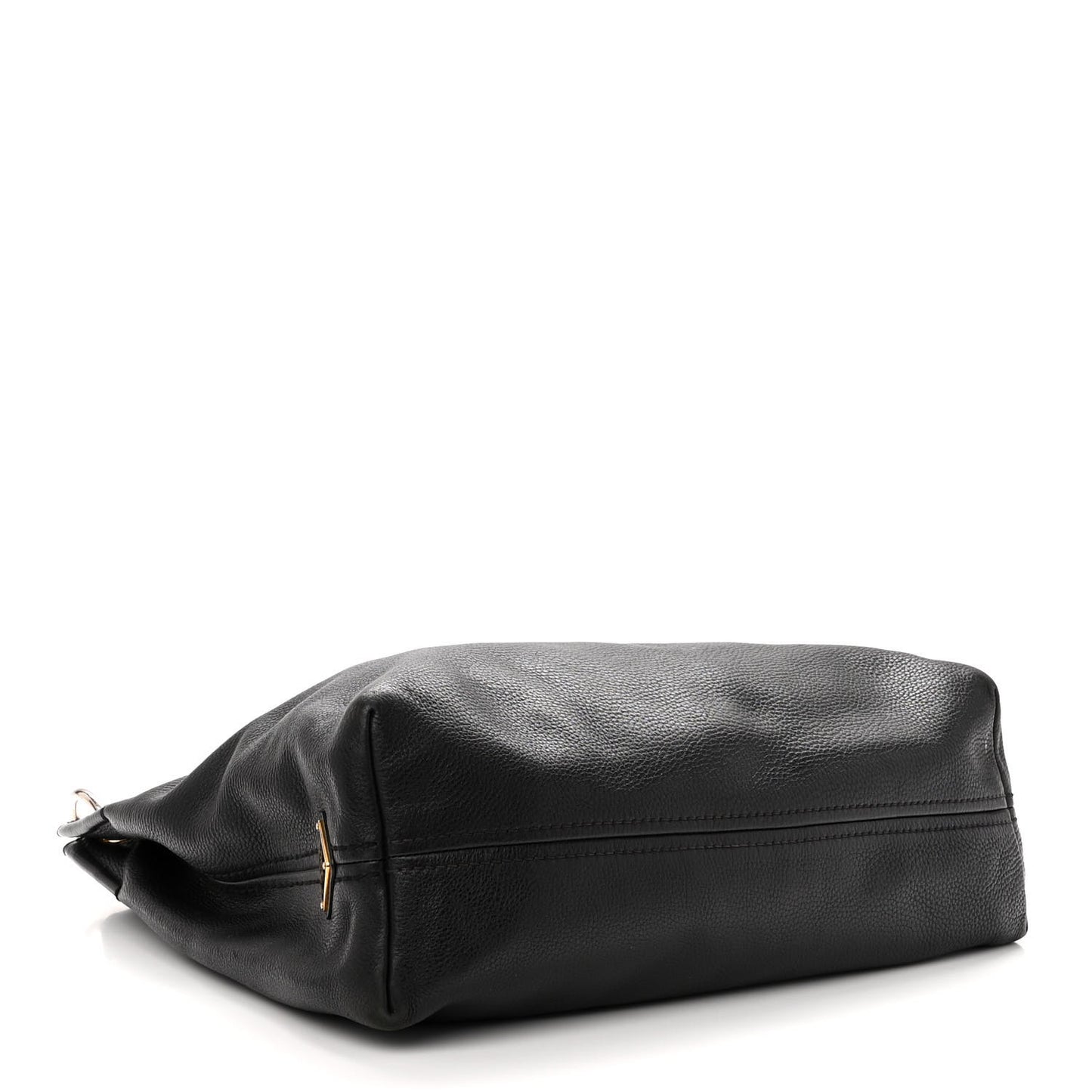 Vitello Daino Embossed Logo Hobo Black