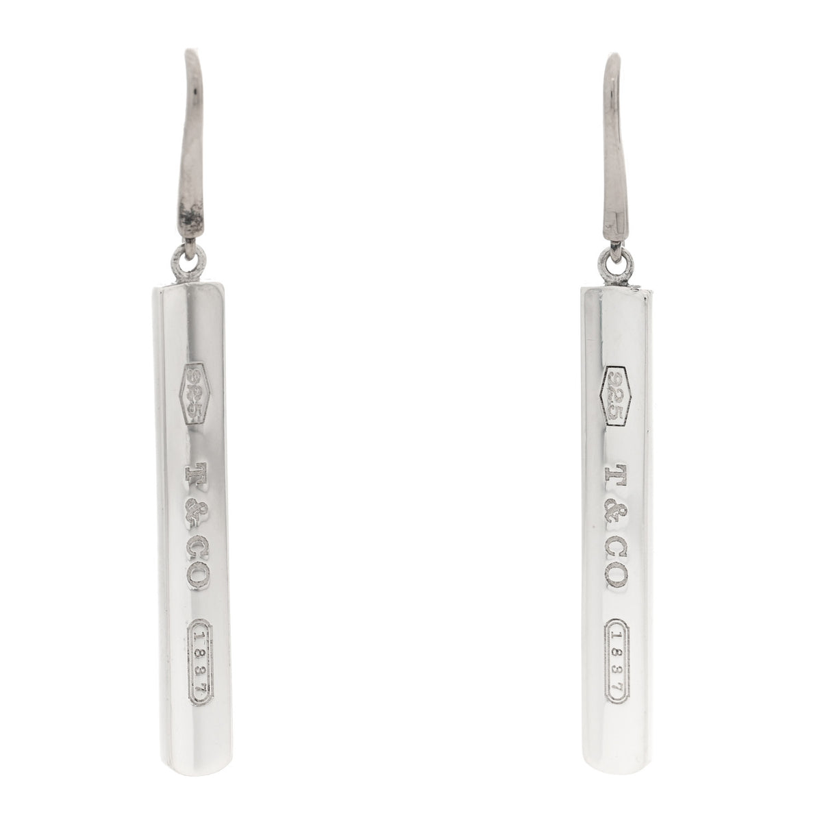 Tiffany Sterling Silver 1837 Bar Drop Earrings 1 of 4