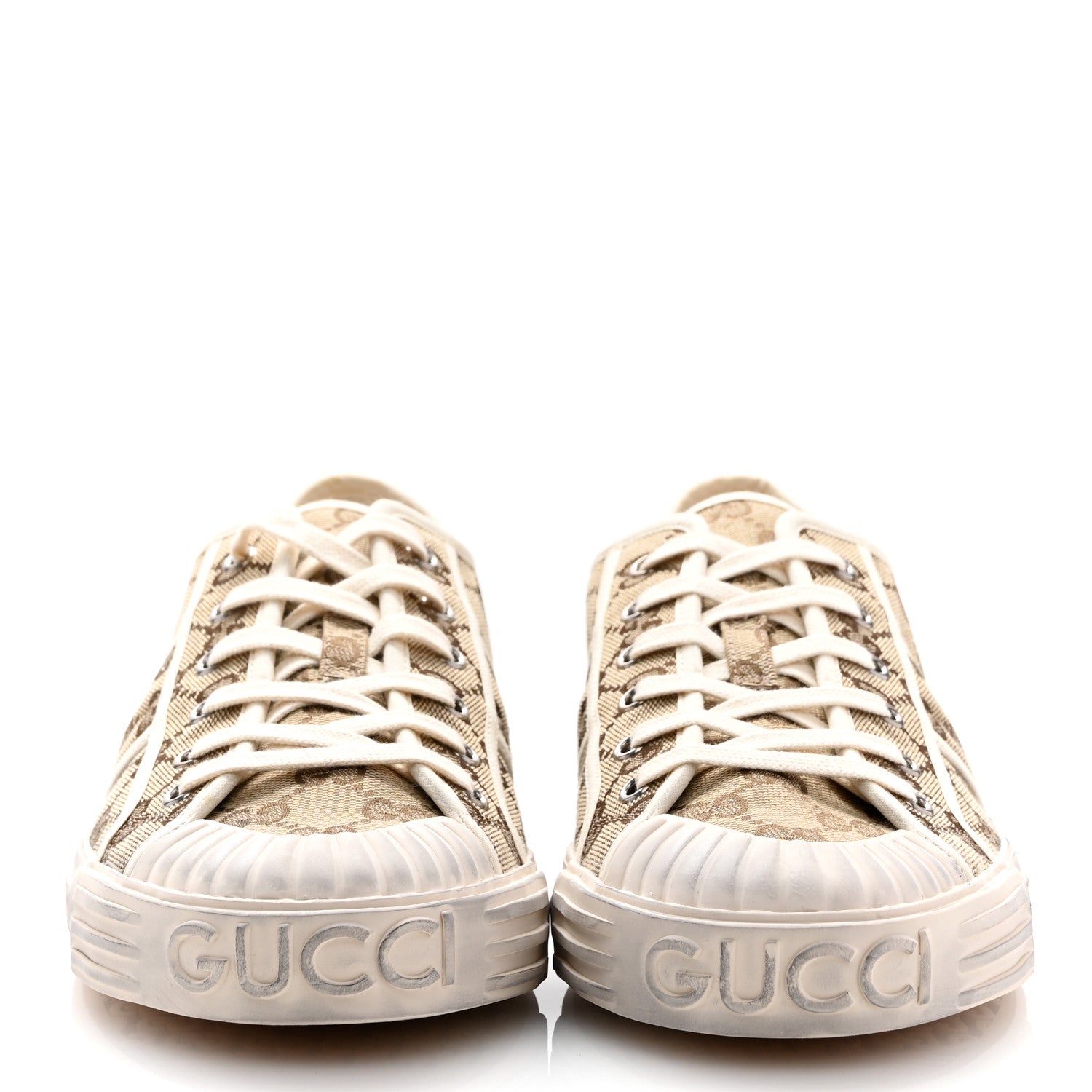 Gucci GG Monogram Mens Julio Low Top Sneakers 10 Beige Ebony Mystic White 3 of 9