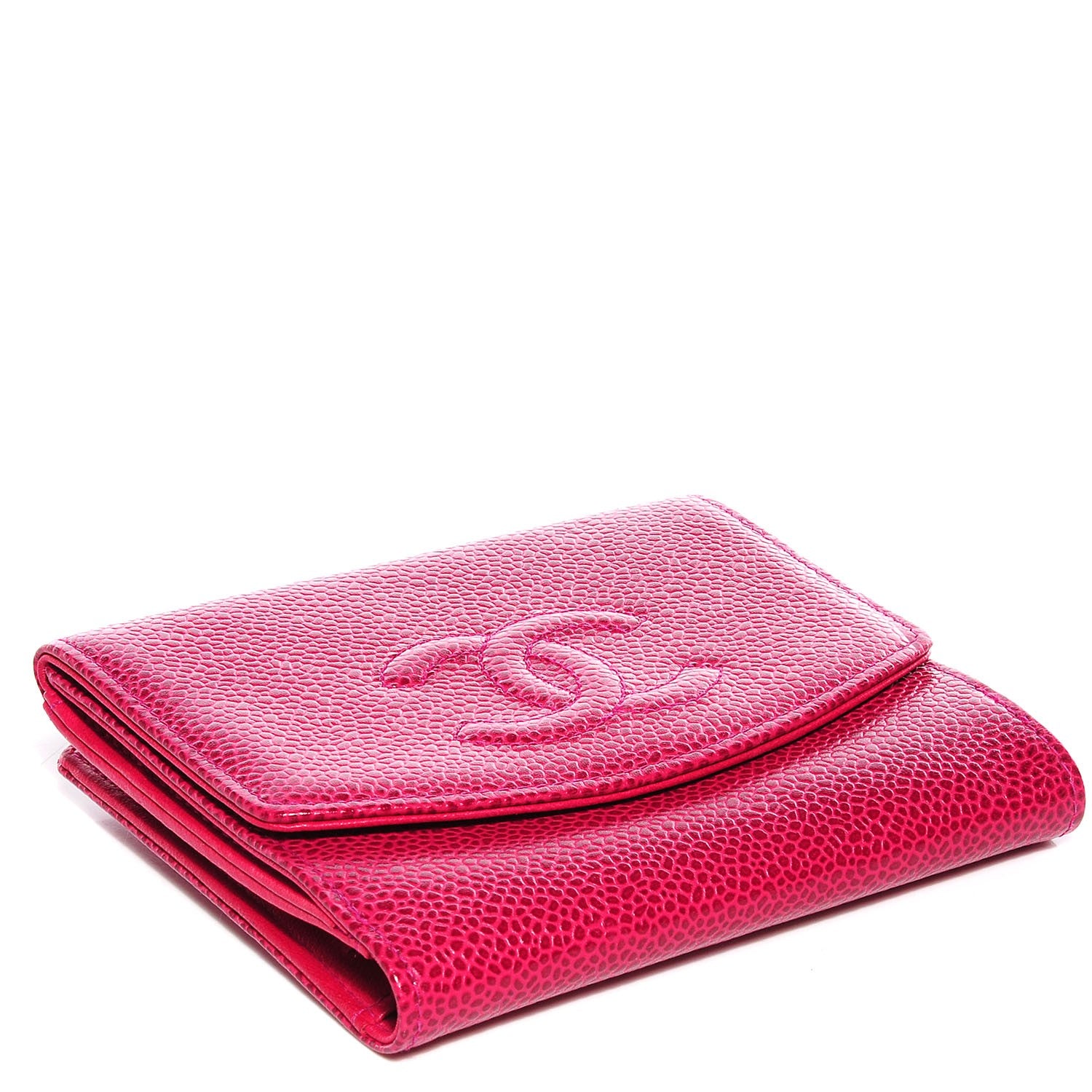 Chanel Caviar Compact Timeless CC Wallet Dark Pink 5 of 9
