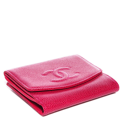 Chanel Caviar Compact Timeless CC Wallet Dark Pink 5 of 9