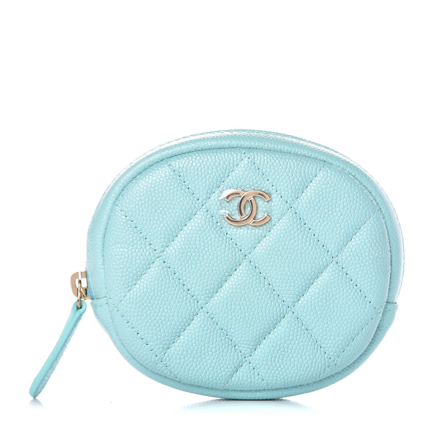 Caviar Quilted Zip Around Classic Coin Purse Light Blue