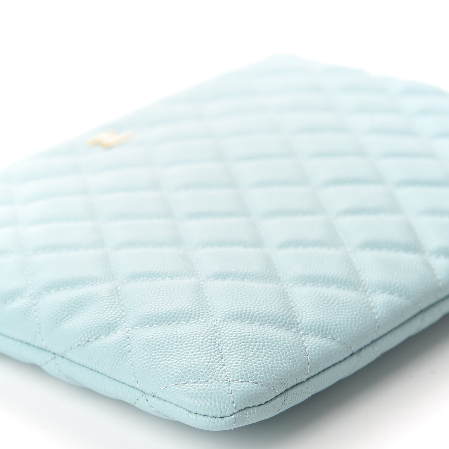 Chanel Caviar Quilted Medium Cosmetic Case Light Blue 6 of 9