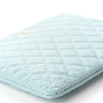 Chanel Caviar Quilted Medium Cosmetic Case Light Blue 6 of 9