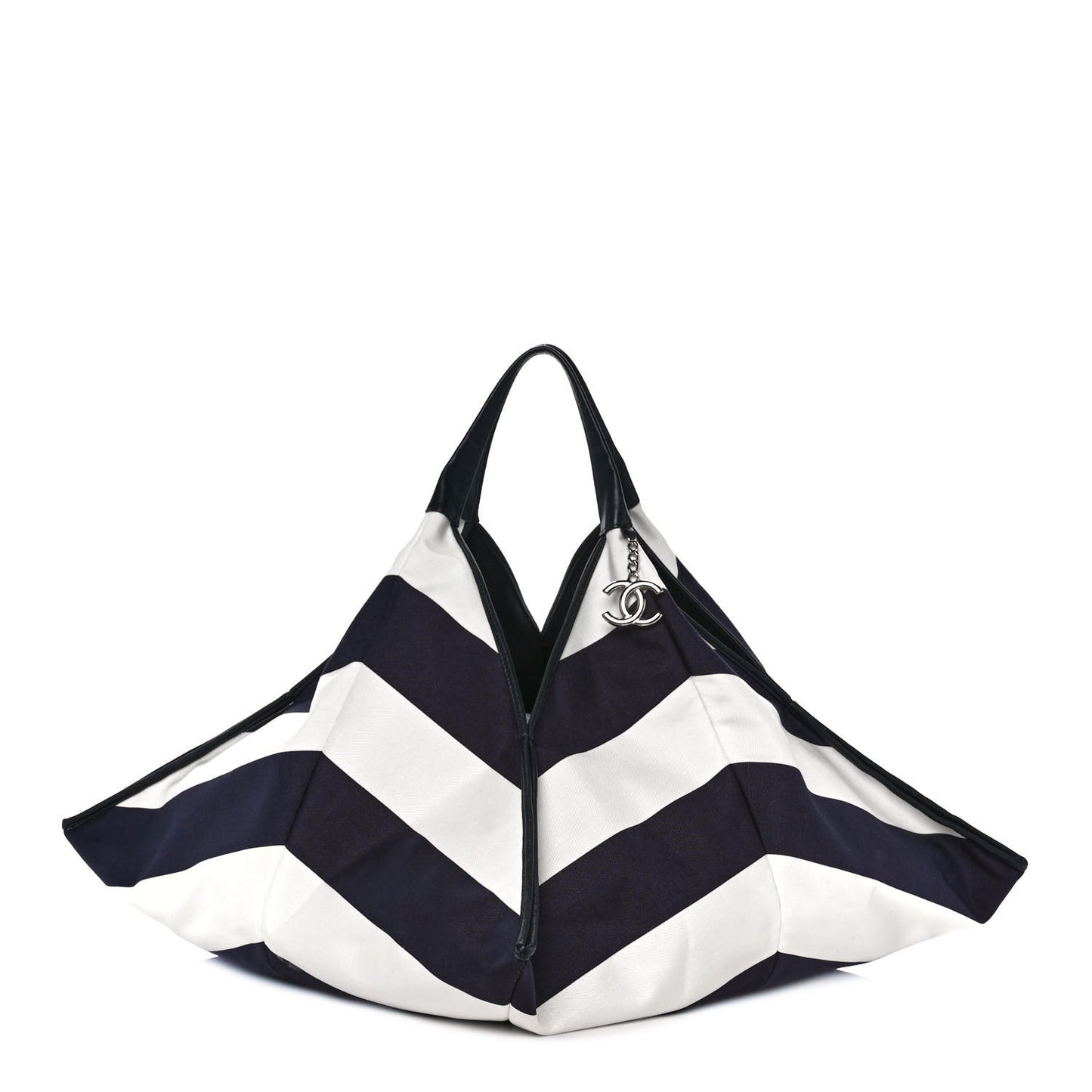 Striped Canvas Tote Blue White