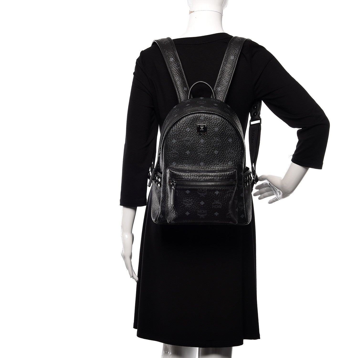 MCM Visetos Small Side Stud Stark Backpack Black 2 of 10