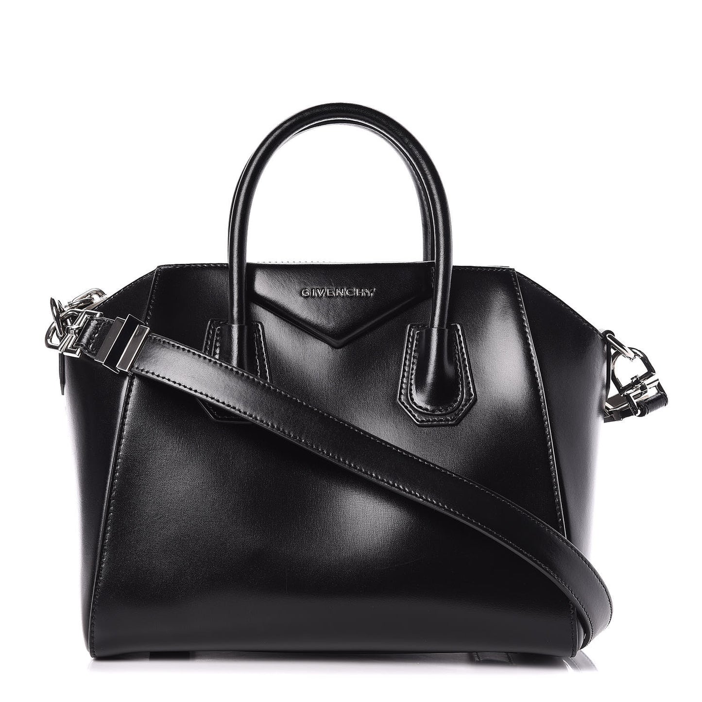Shiny Lord Calfskin Small Antigona Black
