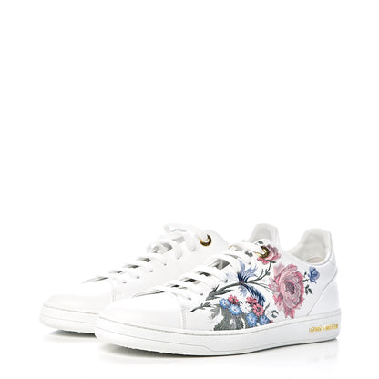 Louis Vuitton Calfskin Floral Frontrow Sneakers 40 White 3 of 10