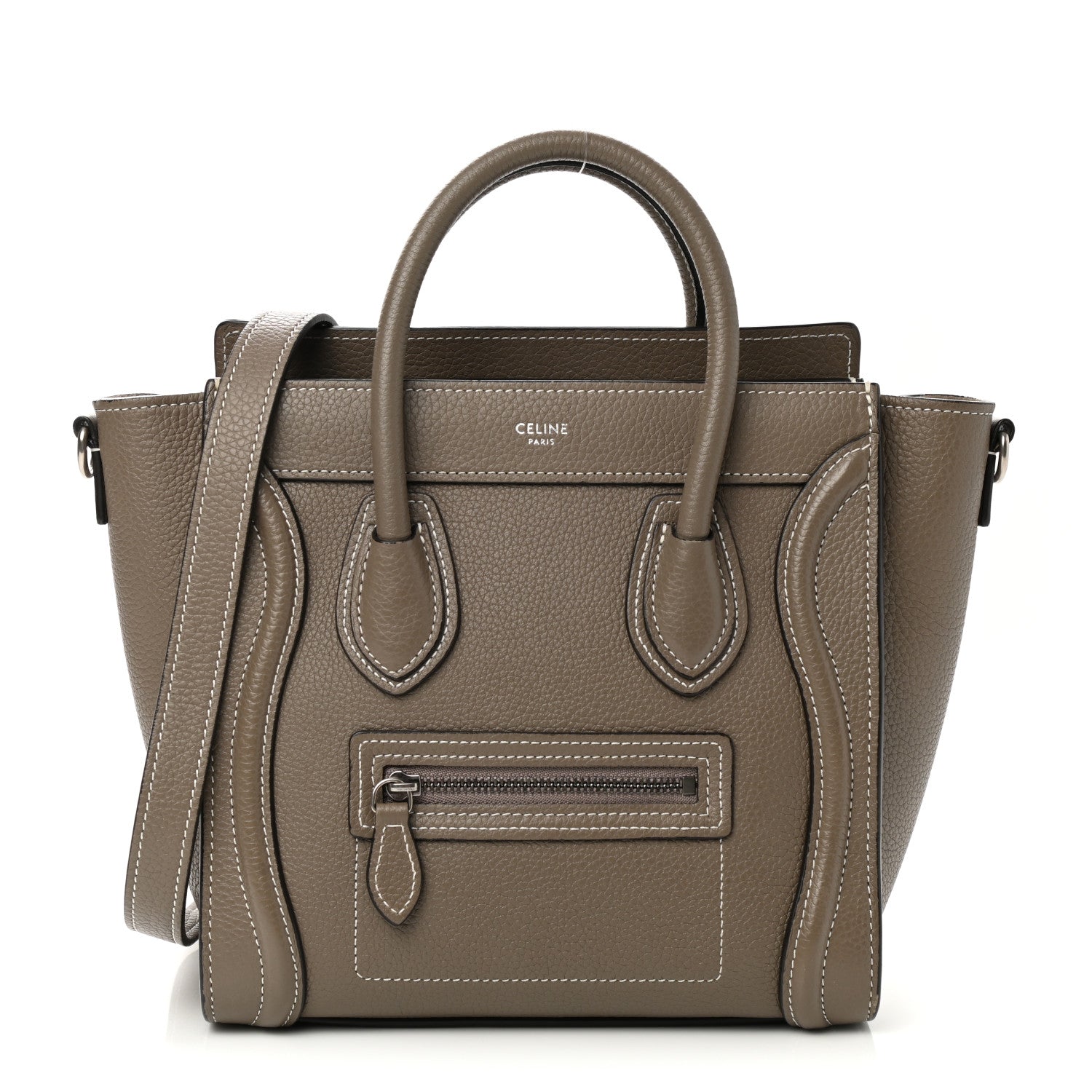 Celine Drummed Calfskin Nano Luggage Souris 1 of 12