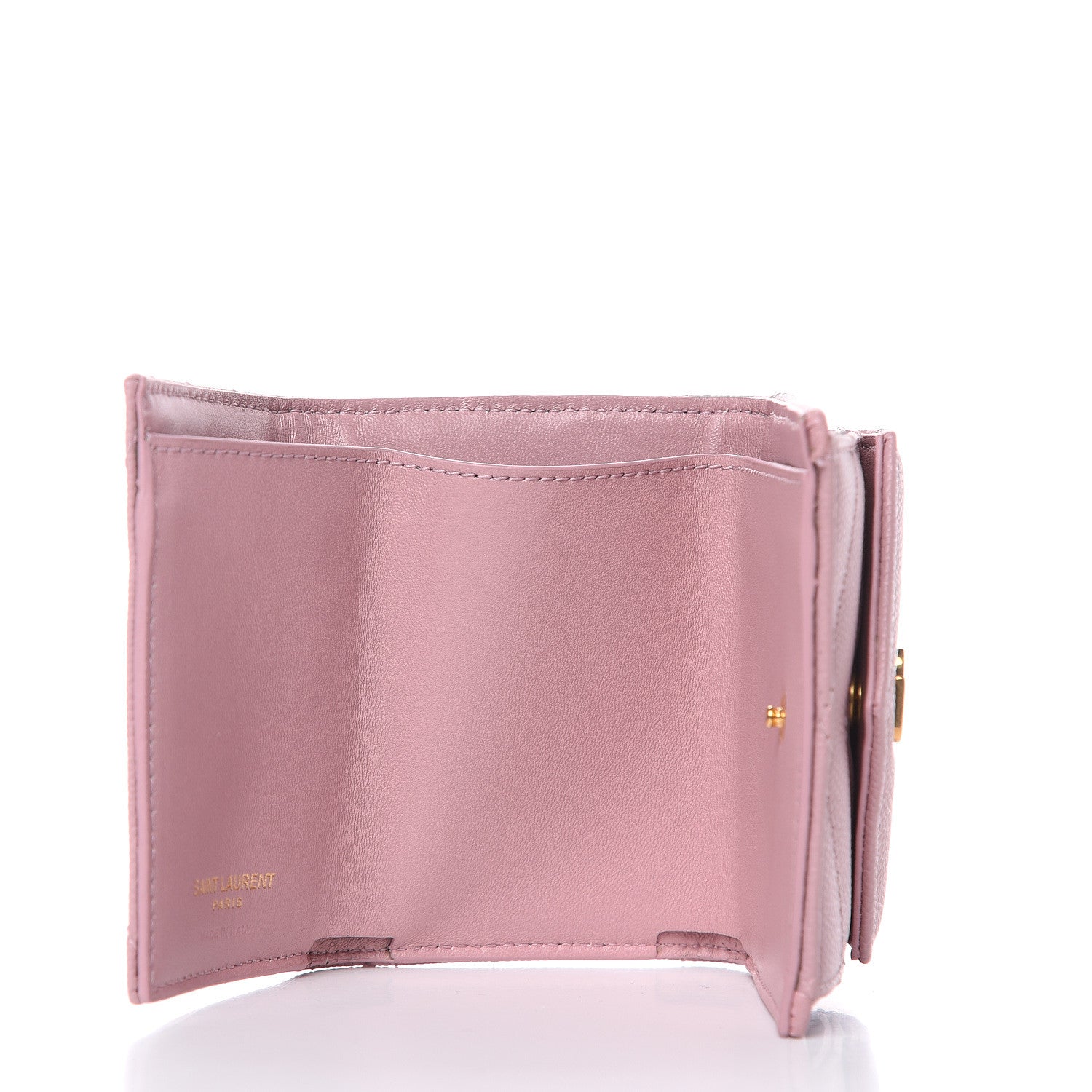 Saint Laurent Grain De Poudre Matelasse Chevron Monogram Tiny Wallet Tender Pink 5 of 6