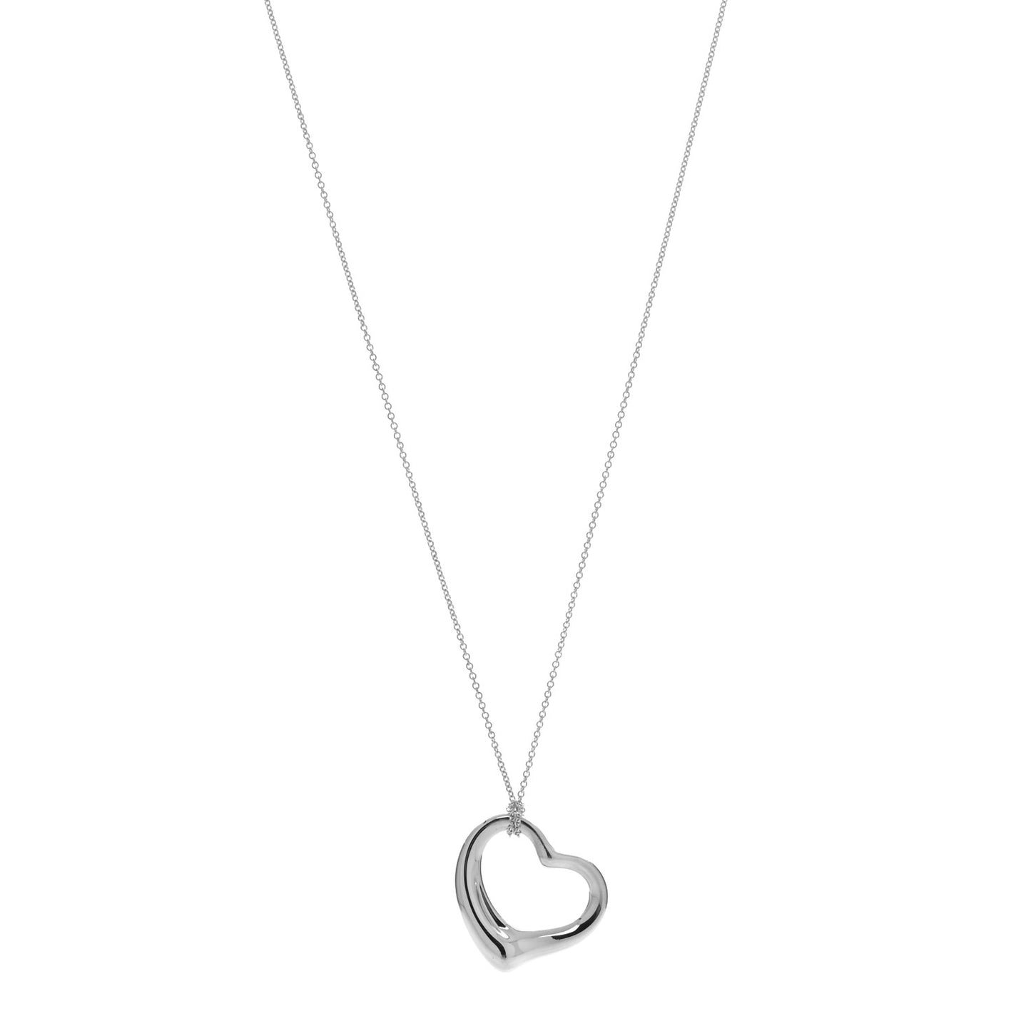 Sterling Silver 36mm Elsa Peretti Open Heart Pendant Necklace