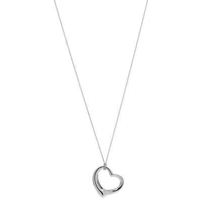 Tiffany Sterling Silver 36mm Elsa Peretti Open Heart Pendant Necklace 1 of 4