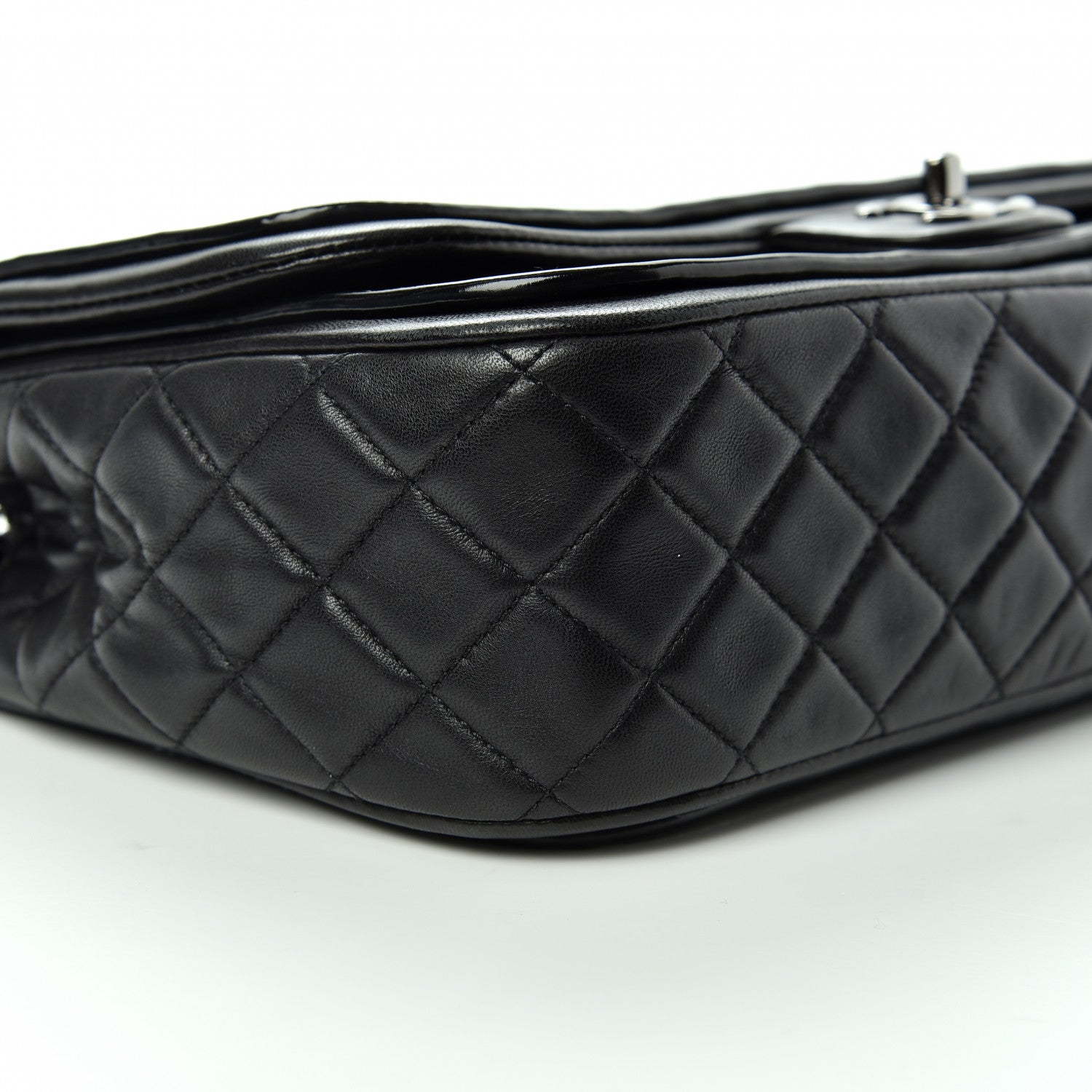 Chanel Patent Quilted Jumbo Classic Twist Flap Bag Black 6 of 10