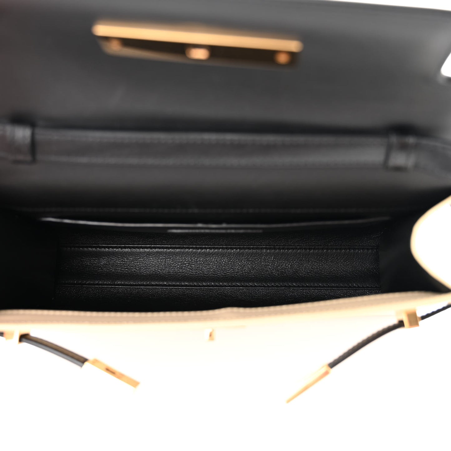 Smooth Calfskin Manhattan Shoulder Bag Black Beige
