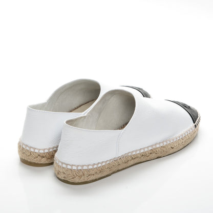 Chanel Grained Calfskin CC Espadrilles 42 White Black 4 of 7