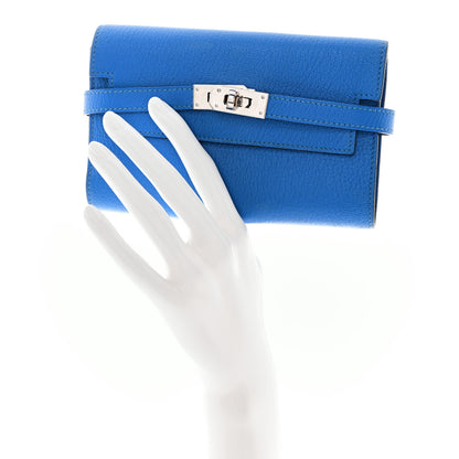Hermes Chevre Mysore Medium Kelly Wallet Bleu Hydra 2 of 9