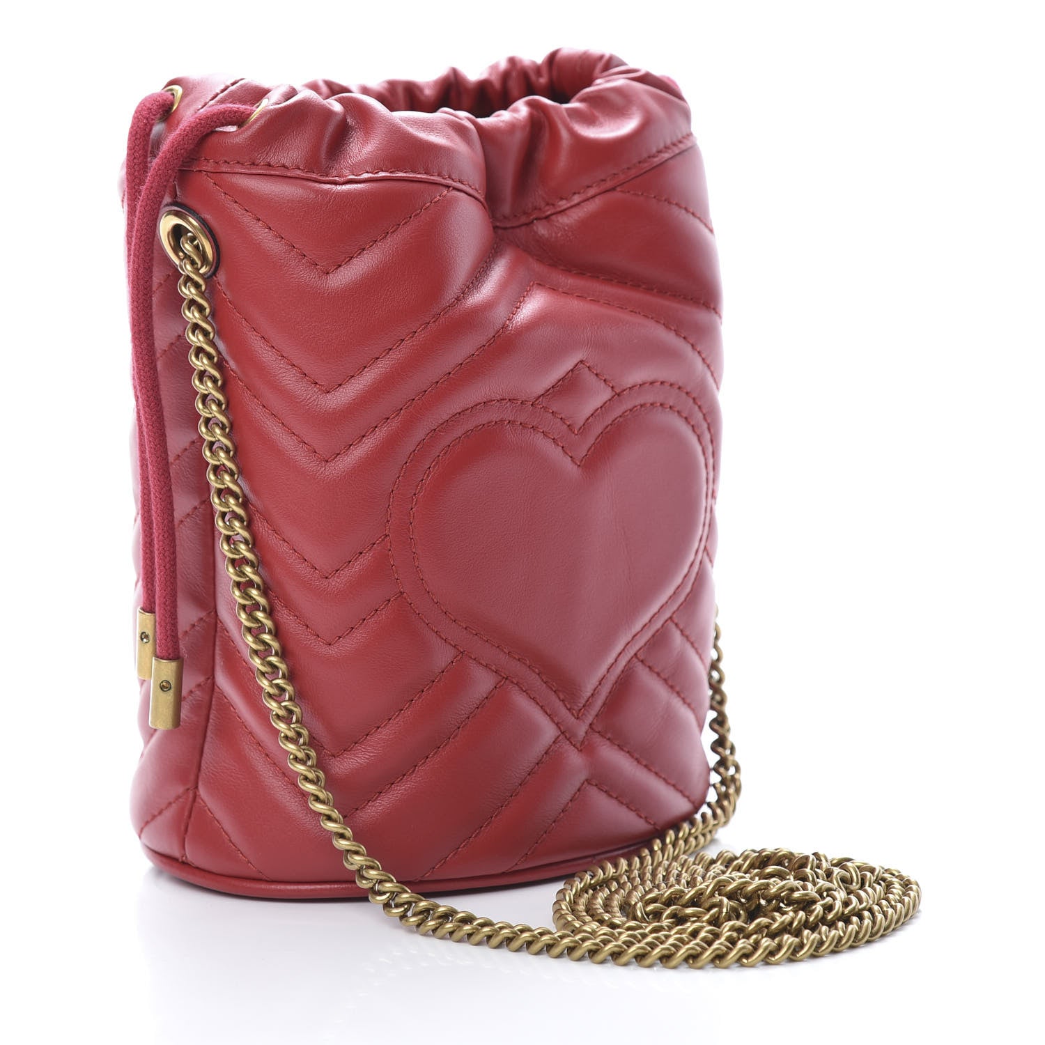 Gucci Calfskin Matelasse Mini GG Marmont 2.0 Bucket Bag Hibiscus Red 3 of 10