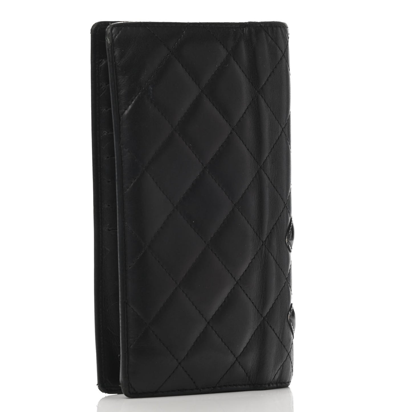 Calfskin Quilted Cambon Yen Wallet Black