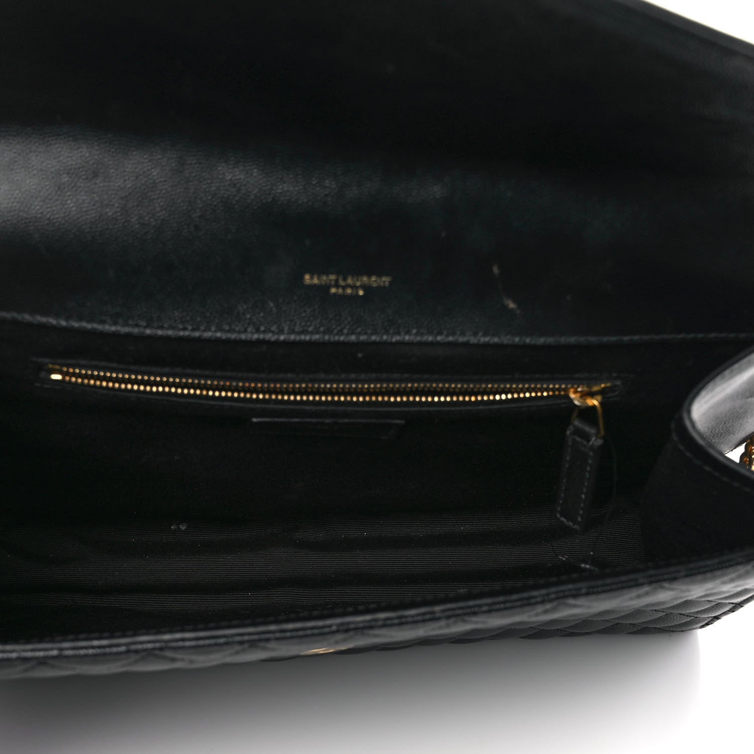 Saint Laurent Grain De Poudre Textured Mixed Matelasse Large Triquilt Monogram Satchel Black 5 of 10