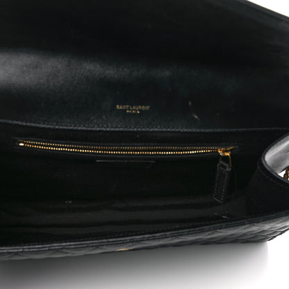 Saint Laurent Grain De Poudre Textured Mixed Matelasse Large Triquilt Monogram Satchel Black 5 of 10