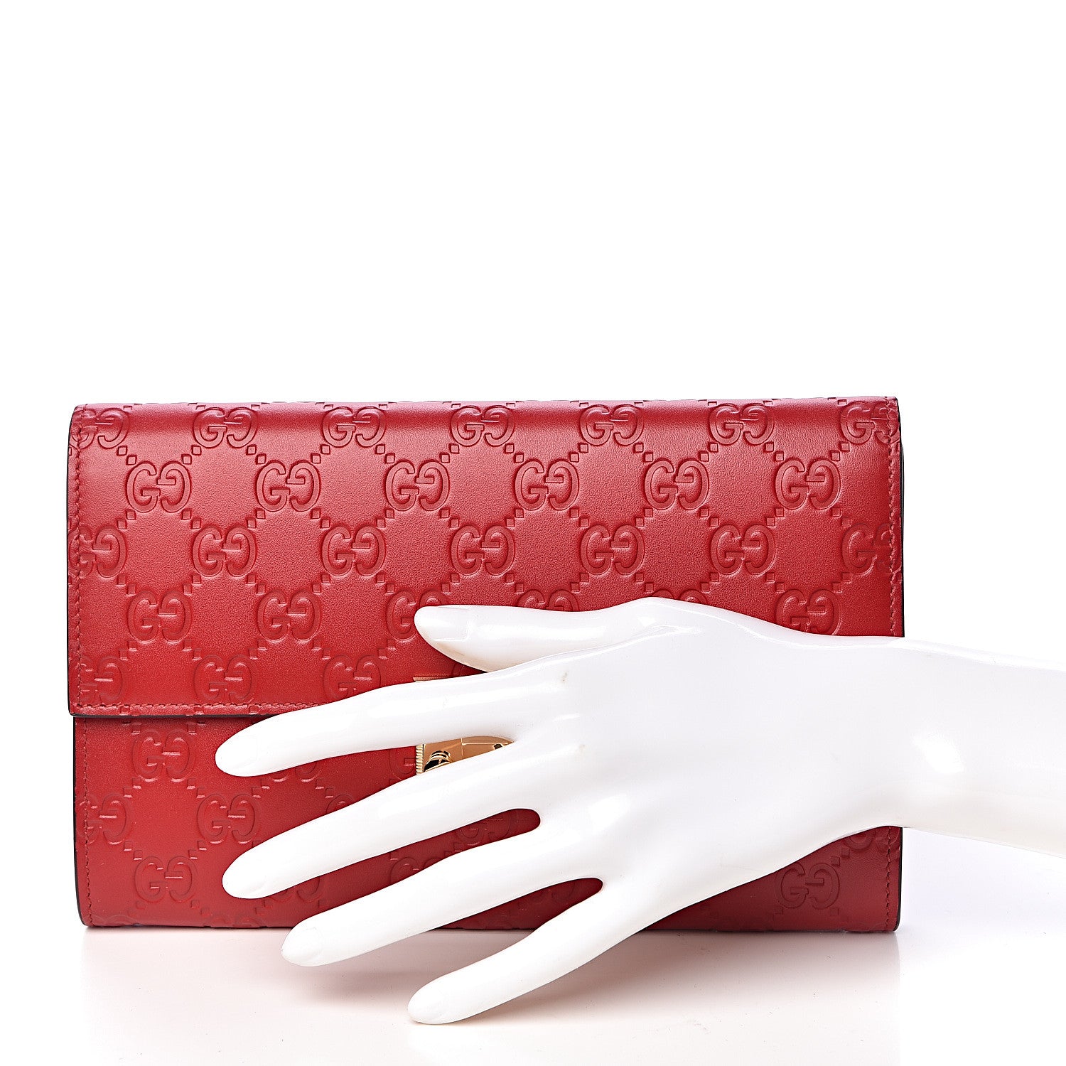 Gucci Guccissima Padlock Clutch Hibiscus Red 2 of 8