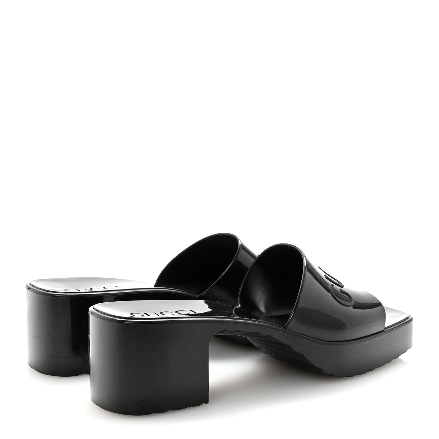 Rubber Gucci Logo Womens Platform 20/60mm Slide Sandals 37 Black
