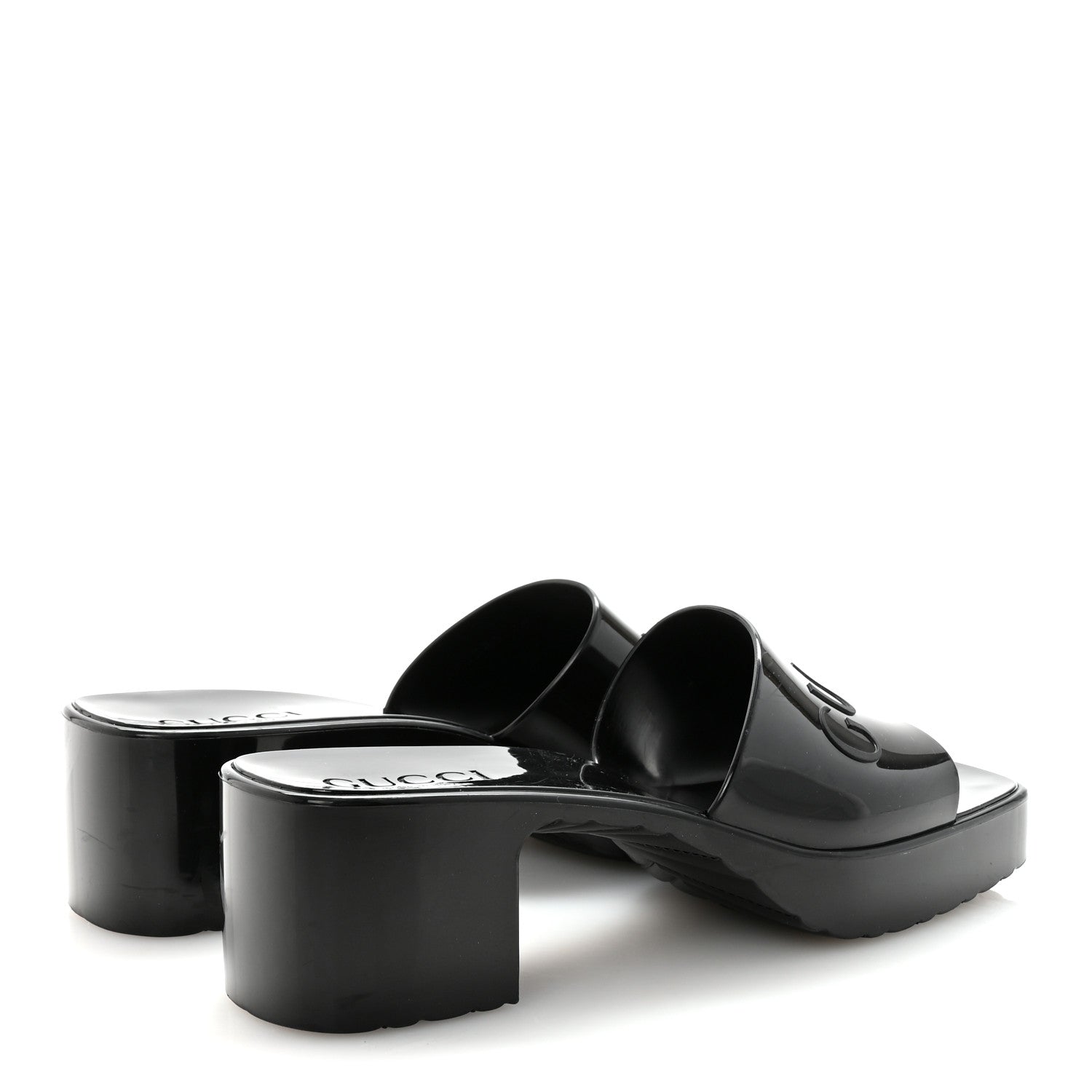 Gucci Rubber Gucci Logo Womens Platform 20/60mm Slide Sandals 37 Black 5 of 10
