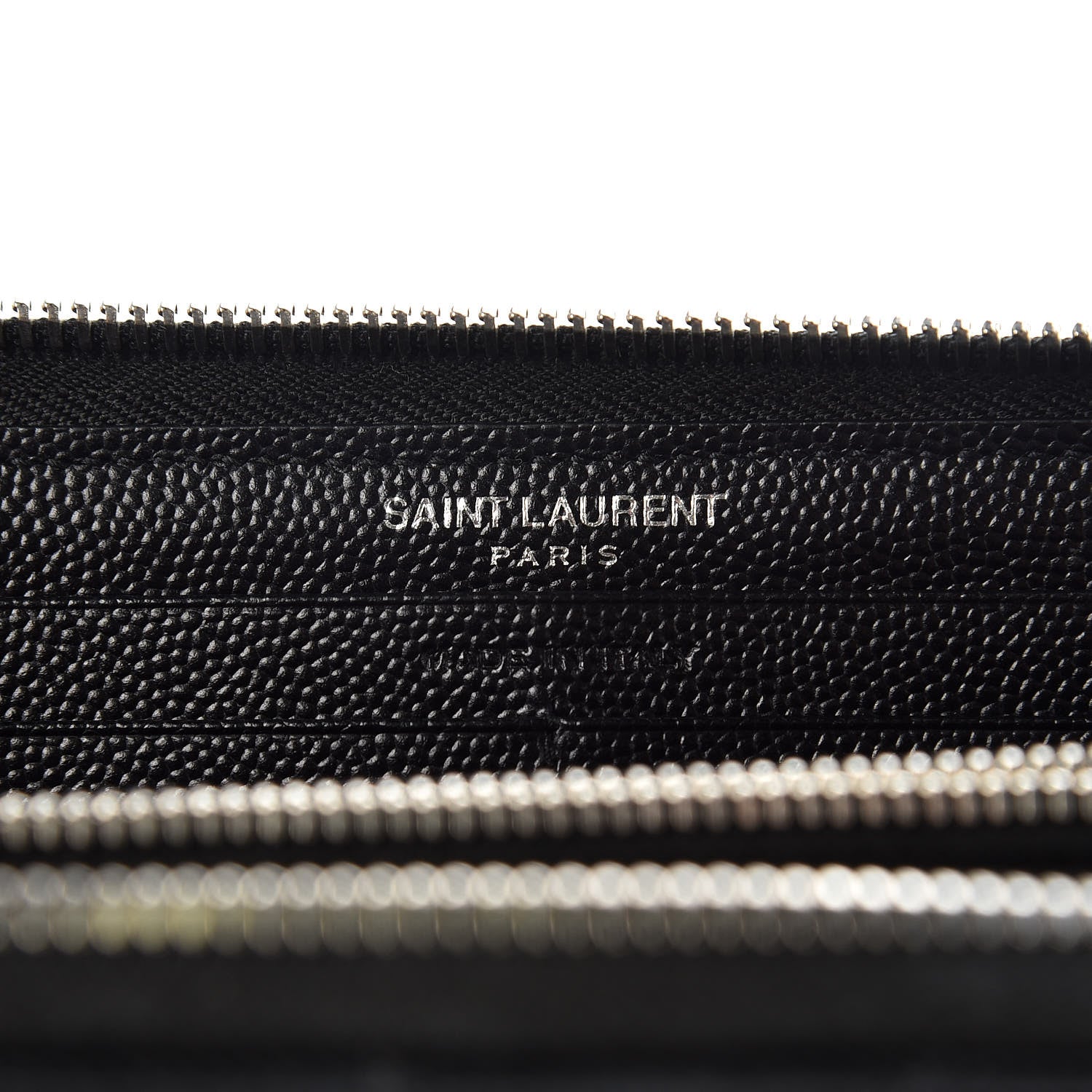 Saint Laurent Grain De Poudre Matelasse Chevron Monogram Zip Around Wallet Black 6 of 10