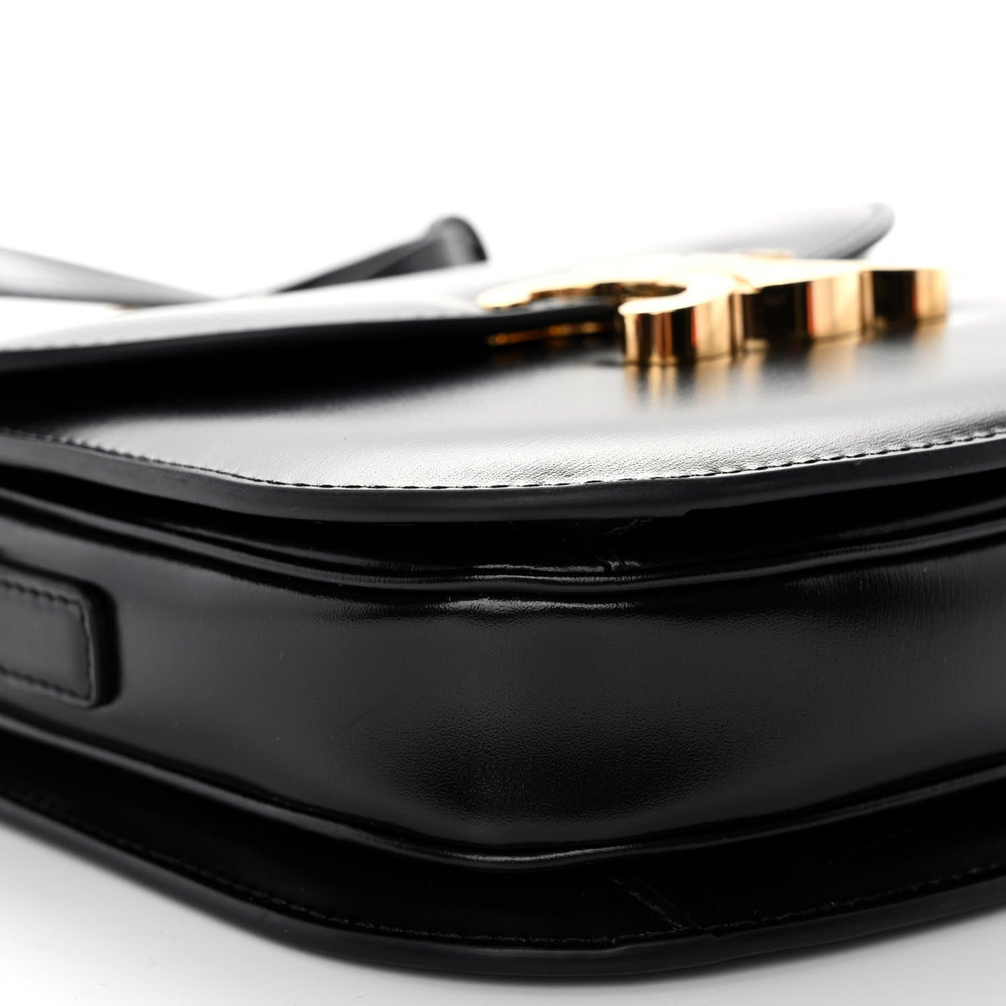 Shiny Calfskin Besace Clea Triomphe Black